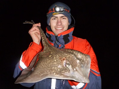 Lewis catching a Thornback Ray